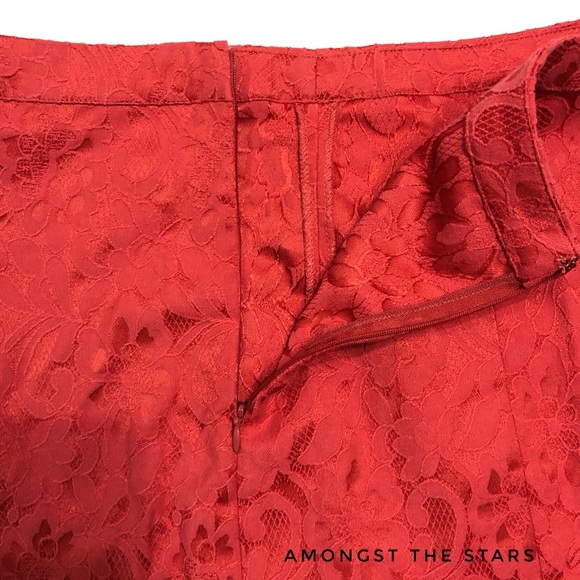 Free People Fiona Red Jacquard Crop Top Skirt Set - Picture 9 of 9